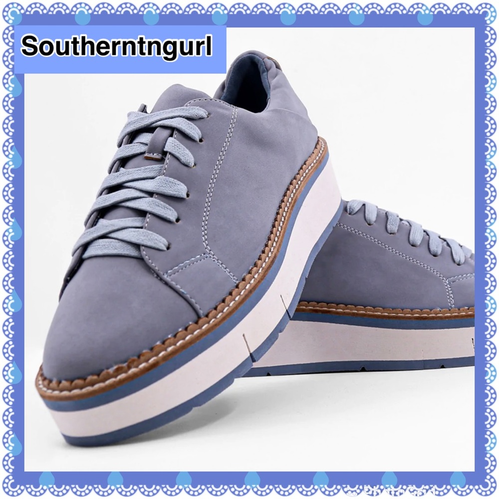 NWT SHUSHOP ”Shea” Suede Blue Color Blocked Platforms Lightweight Sneakers